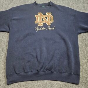 Notre Dame Sweatshirt Mens XXL Navy Blue Vintage TSI Fightin Irish NCAA Made USA